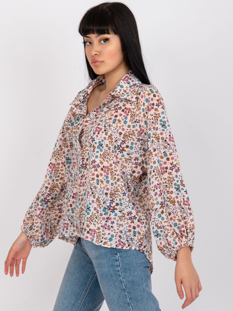 Beżowa zwiewna bluzka z kwiatowym nadrukiem ZULUNA