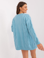 Hurt Jasnoniebieski sweter rozpinany z kieszeniami