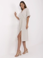 Beżowa letnia sukienka damska z muślinu