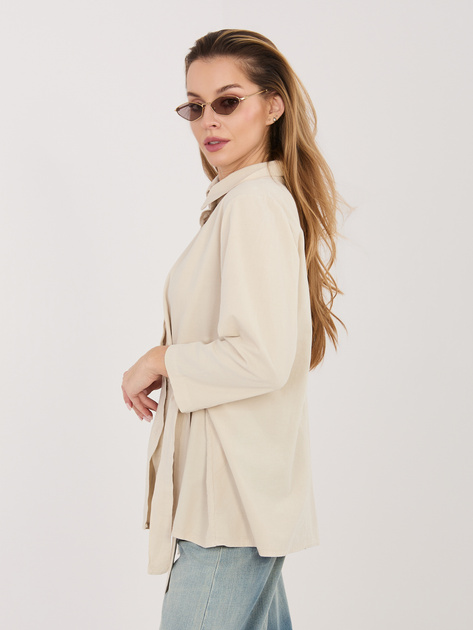 Beżowa asymetryczna koszula z sztruksu RUE PARIS