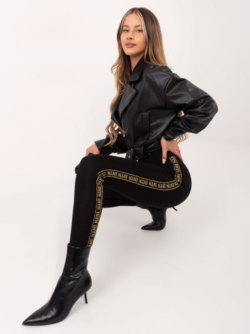 Czarno-złote legginsy z lampasami Akemi RUE PARIS