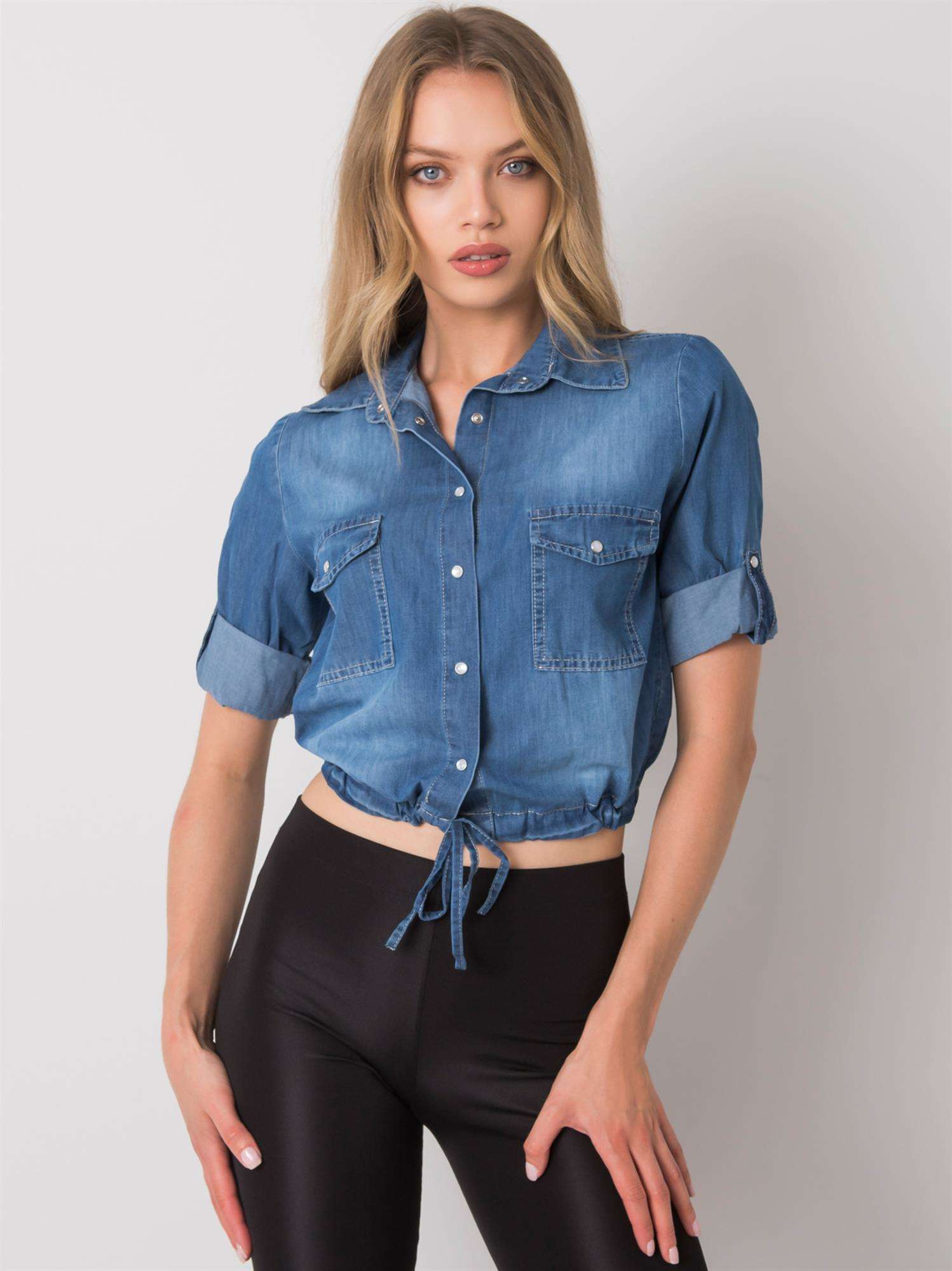 Blaue Baumwollbluse Norella RUE PARIS.