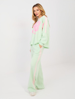  Pastelowy zielony komplet z napisem NEW YORK RUE PARIS