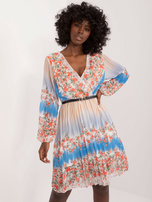 Hurt Jasnobeżowa plisowana sukienka z printem