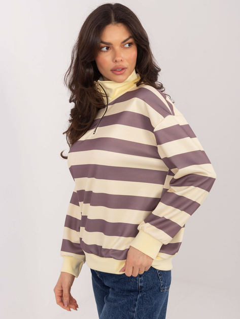 Ciemnobeżowa buza oversize w paski