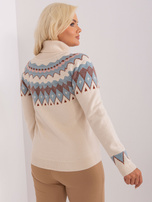 Hurt Jasnobeżowy damski sweter plus size we wzory 