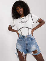 Hurtownia Biały bawełniany t-shirt z napisem