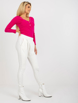 Ecru wholesale women's baggy sweatpants with zipper.