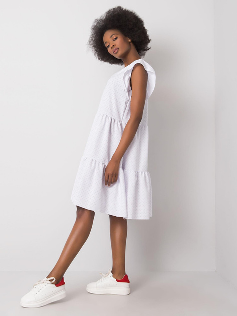 Biała sukienka w groszki Aubriella RUE PARIS