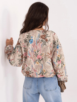 Zielona przejściowa kurtka z roślinnym nadrukiem