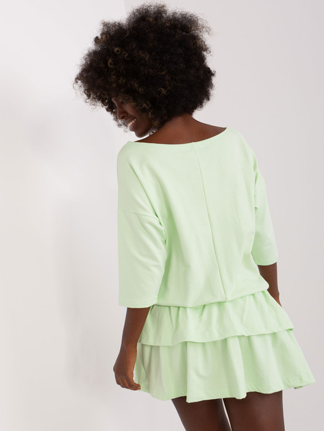 Hurt Pistacjowa rozkloszowana sukienka dresowa