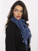 Ciemnoniebieska damska chusta z aplikacjami