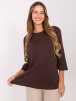 Czekoladowa damska bluzka oversize z bawełny
