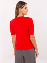 Czerwony damski sweter z aplikacjami