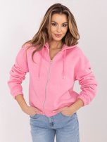 Pastelowa różowa rozpinana bluza basic z kapturem