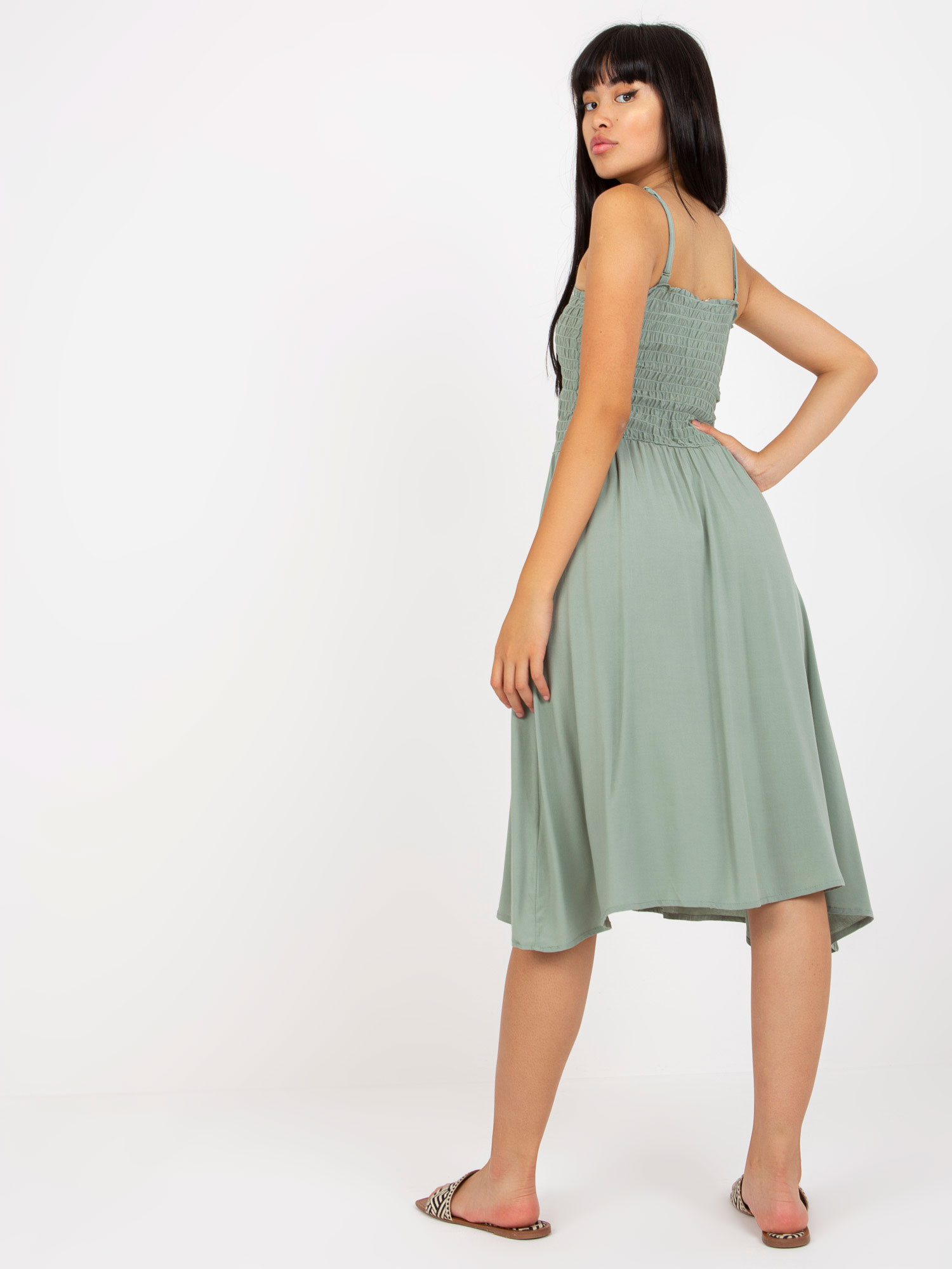 Hurtownia online Khaki midi sukienka na ramiączkach FRESH MADE 