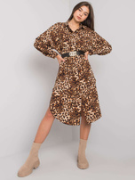 Beige Kleid mit Leopardenmuster Tida OCH BELLA.
