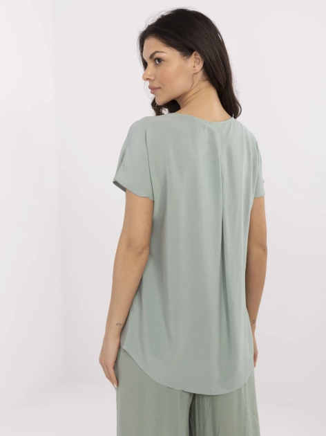 Pistacjowa bluzka z krótkim rękawem SUBLEVEL