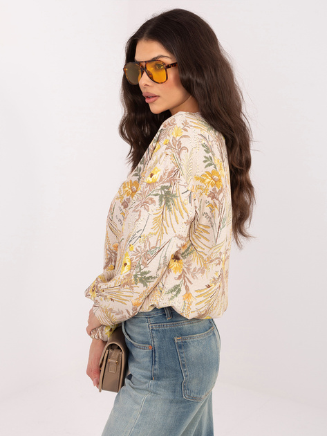 Żółta balonowa kurtka z nadrukiem w kwiaty
