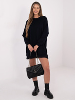 Granatowa dresowa sukienka basic ze ściągaczami