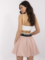 Brudnoróżowa mini spódnica bombka z wiązaniem