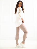 Hurt Biało-beżowa dresowa bluza basic o kroju oversize RUE PARIS 