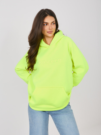 Fluo żółta ocieplana bluza oversize z kapturem RUE PARIS