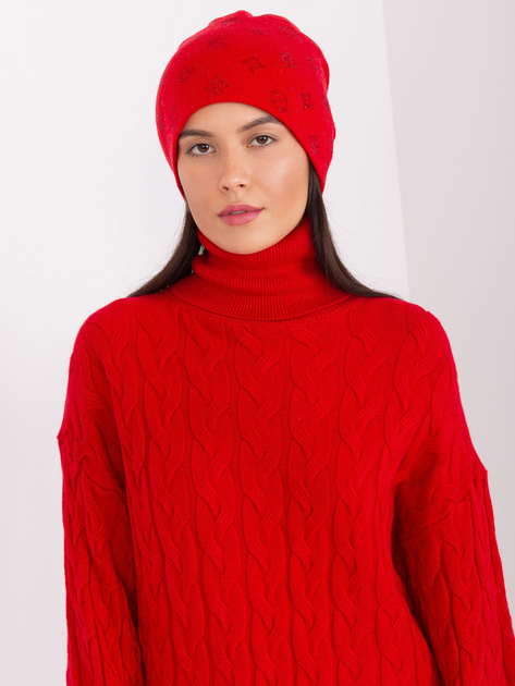 Hurt Czerwona czapka zimowa z aplikacjami