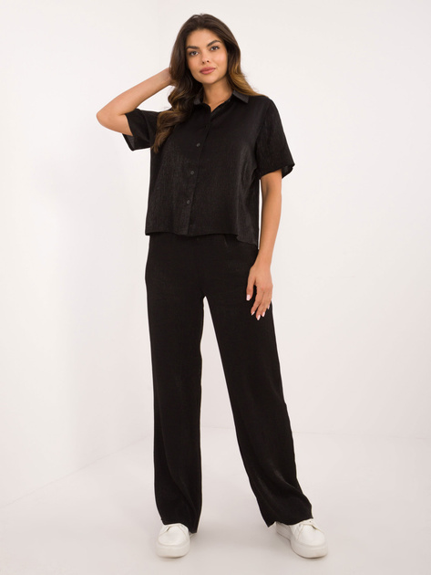 Hurt Czarny połyskujący komplet dwuczęściowy ze spodniami