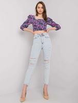 Jasnoniebieskie jeansy damskie z dziurami Shelburne