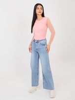 Jasnoróżowe damskie body z drapowaniem 