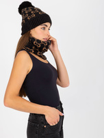 Hurtownia Czarno-camelowy zimowy komin we wzory