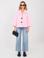 Jasnoróżowy krótki płaszcz z rękawem 3/4