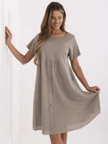 Ciemnobeżowa letnia sukienka z kieszeniami 