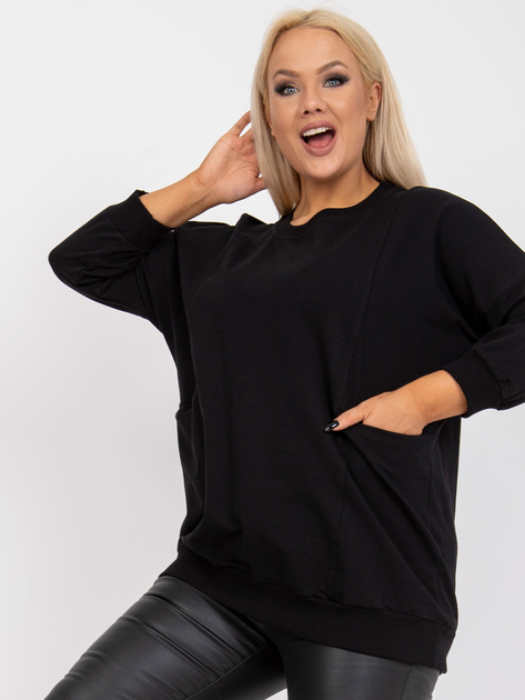 Czarna gładka bluzka plus size basic na co dzień