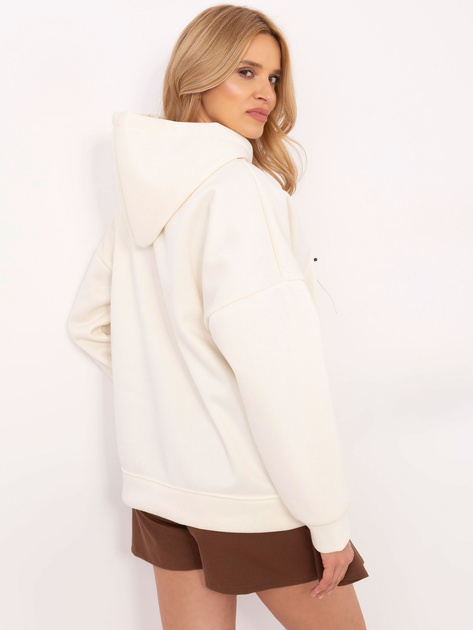 Hurt Kremowa dresowa bluza kangurka z kapturem
