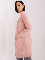 Hurt Jasnoróżowy damski kardigan z kieszeniami