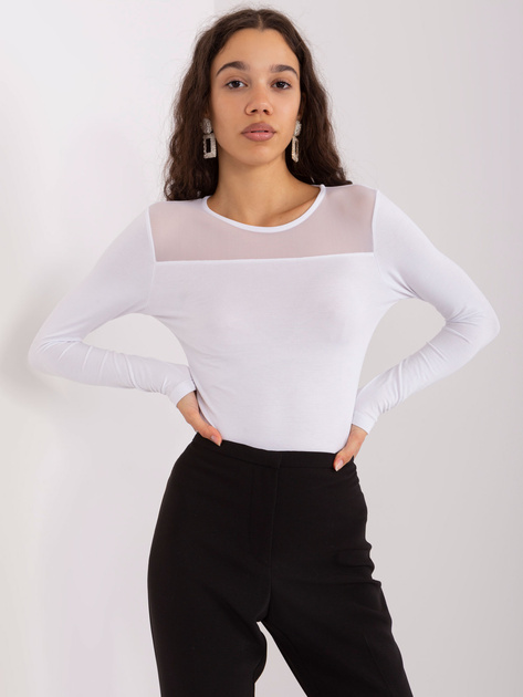 Hurt Biała bluzka longsleeve z wiskozy BASIC FEEL GOOD