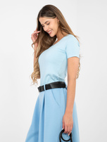 Niebieska damska bluzka basic z bawełny RUE PARIS 