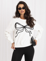 Ecru  elegancka bluza z dużą kokardą