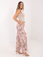 Brudnoróżowe garniturowe spodnie w kwiaty RUE PARIS