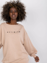 Beżowa dresowa bluza bez kaptura z haftem Miley 