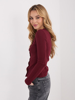 Bordowa rozpinana bluzka basic z bawełny 
