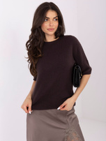 Chocolate soft sweater with alpaca blend.