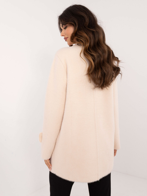 Hurt Kremowy dwurzędowy płaszcz alpaka z kieszeniami