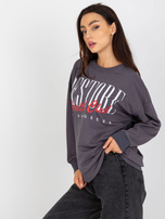 Hurtownia Ciemnoszara bawełniana bluza z nadrukiem