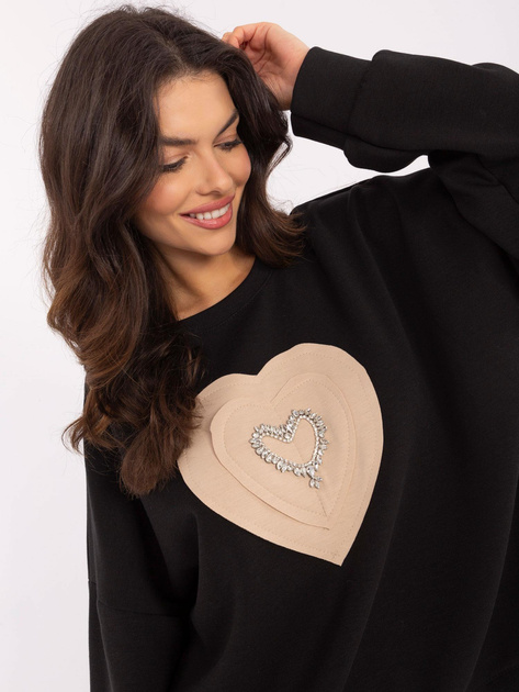Hurt Czarna damska bluza z naszywką w kształcie serca