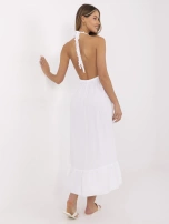 Weiße Muslin-Boho-Kleid mit Spitze.
