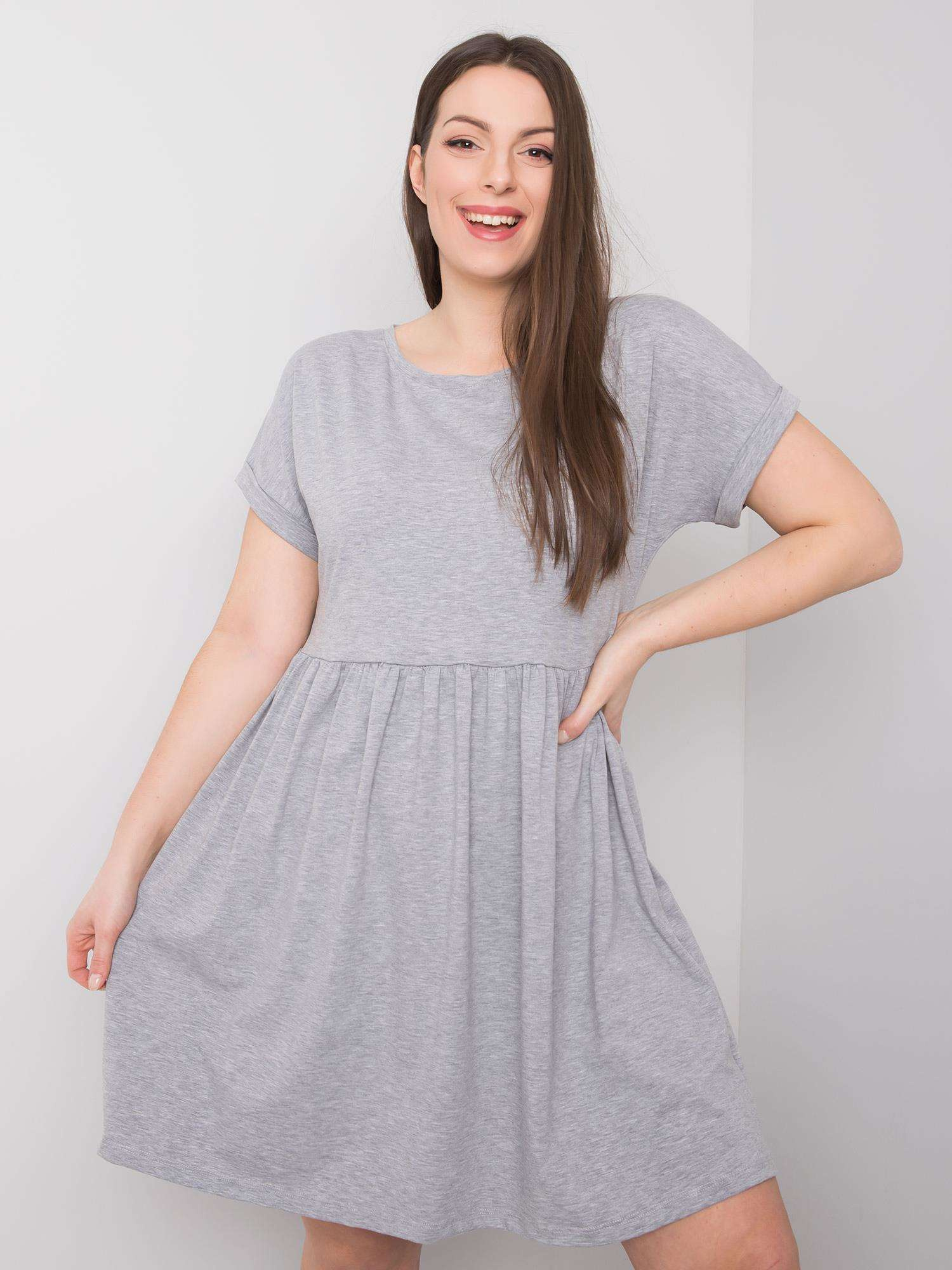 Graue Melange Baumwollkleid in Übergröße Molly.
