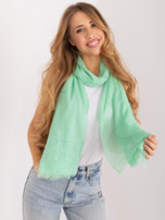 Hurt Jasnozielona gładka chusta damska z dżetami